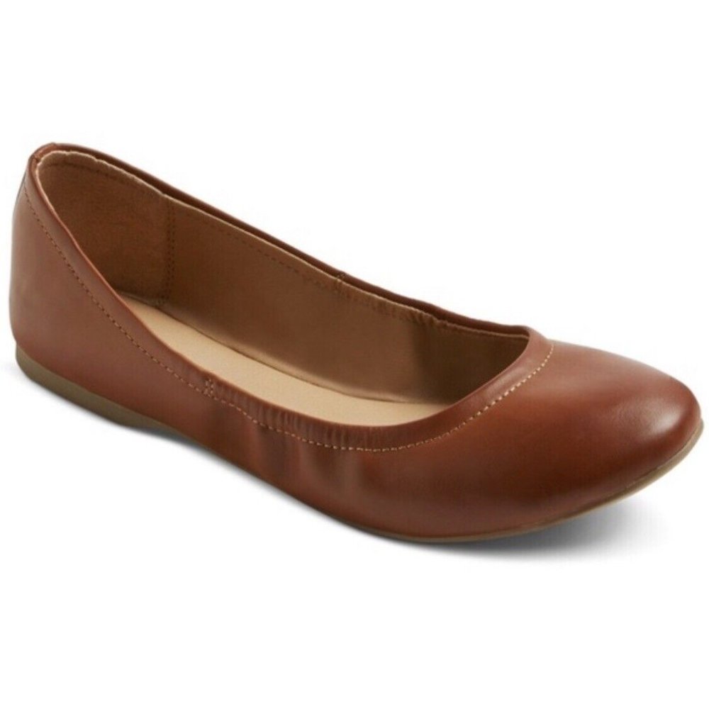 Women's Mossimo Supply Co. Ona Scrunch Ballet Flats - Cognac Size 8 Wide